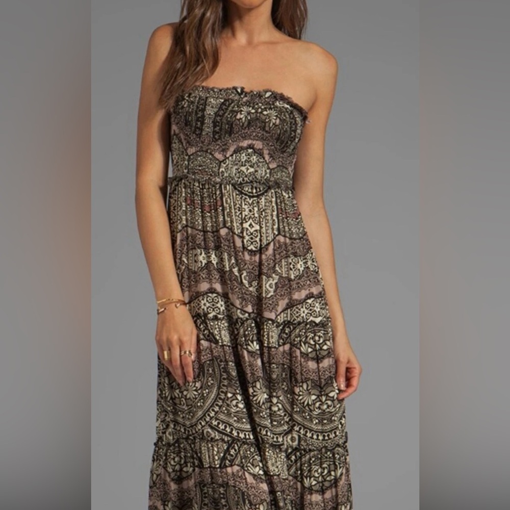 Free People Easy Come Easy Go Maxi Dress Size M Strapless Boho Festival